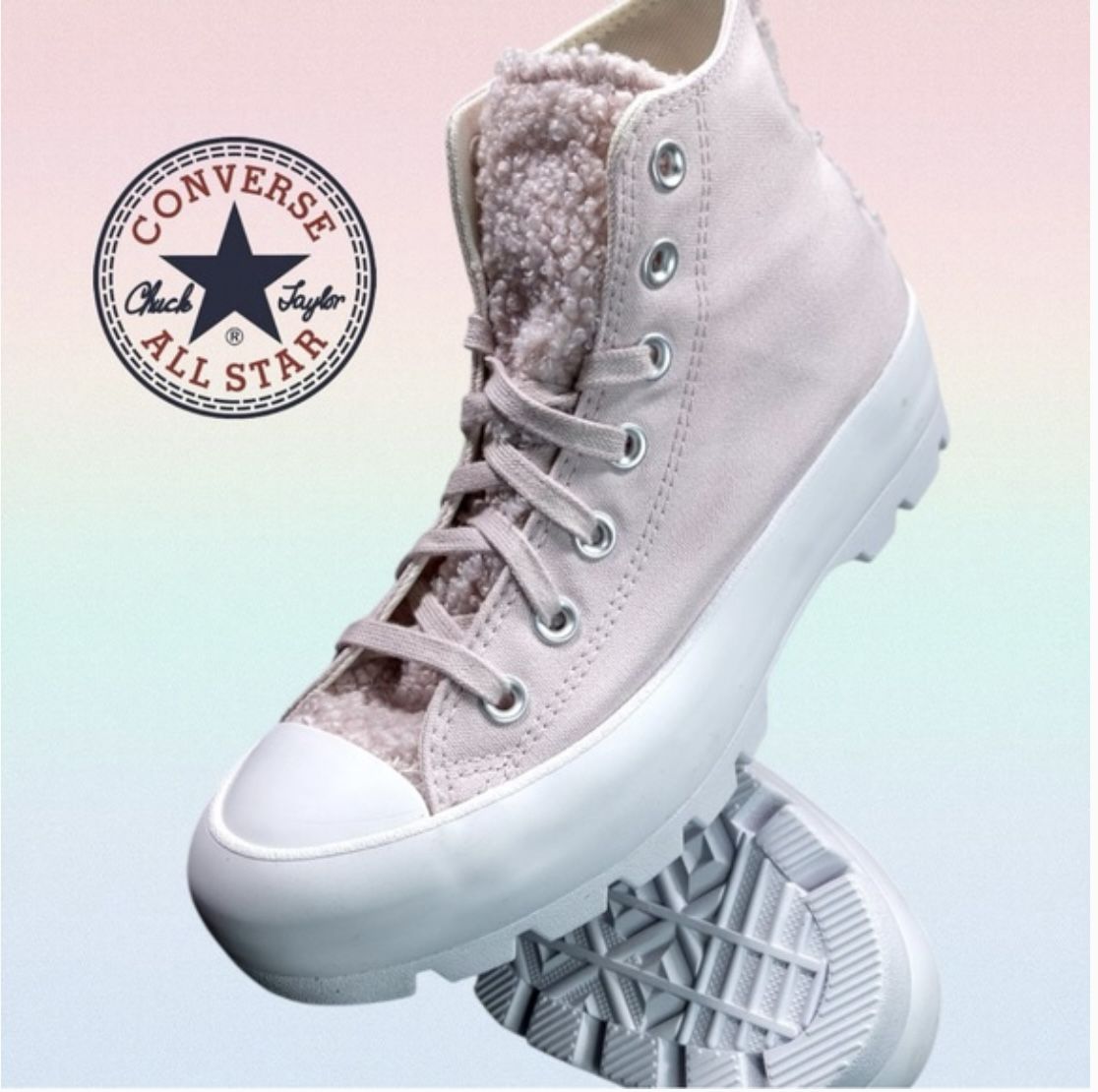 Converse Chuck Taylor Lugged Sherpa High-Top Sneaker, Blush - Women's 9, NWOT