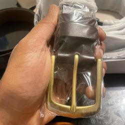 Burgundy Red Leather Belt 