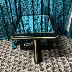 Black And Gold Lacquer Side Mirror Table