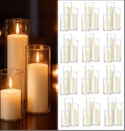 Hurricane vases with pillar candles (72 pieces)