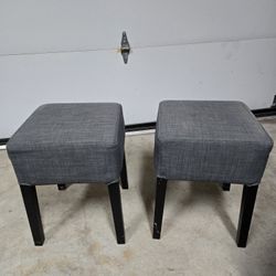 Gray Cloth Footrests/Ottomans (x2)