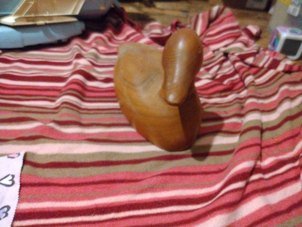 Hand Carved , Wooden Duck.