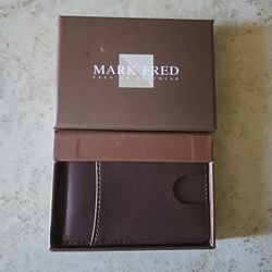 Mark Fred Men’s Brown Leather Wallet With Metal Money Clip Comes With Box