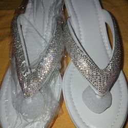 Women's Rhinestone Wedge Flip Flops
