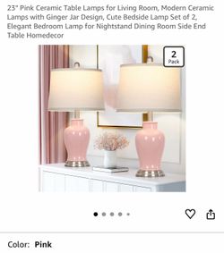 Set of 2 table lamps pink color $$40