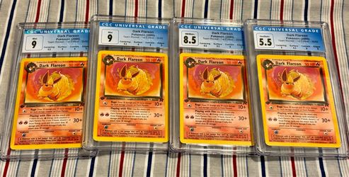 *read Desc* 2000 POKEMON TEAM ROCKET 1ST EDITION #35/82 DARK FLAREON CGC w/ subgrades