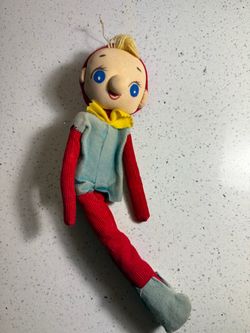 Vintage Japan Christmas Elf Doll Ornament 12” Long Legged Kitsch Holiday Decor