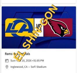 Rams vs Cardinals 4 Tickets  10/18/26  Seats In  534 Row 2 $100 EACH