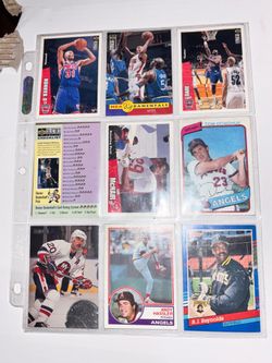 Baseball and football and hockey old school cards