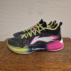 Li-Ning Yushuai 13 Low 'Black Green Purple' Basketball Shoes Men's Size 9.5