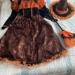 Pretty Witch Dress With Hat & Broom