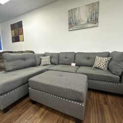 Dark Coffee 2pc  Sectional & Ottoman 