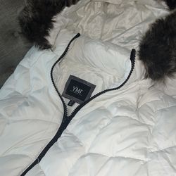 White fur Hoodie Jacket 