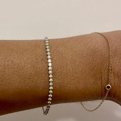 Bezel Mini Diamond Tennis Bracelet -14K white Gold