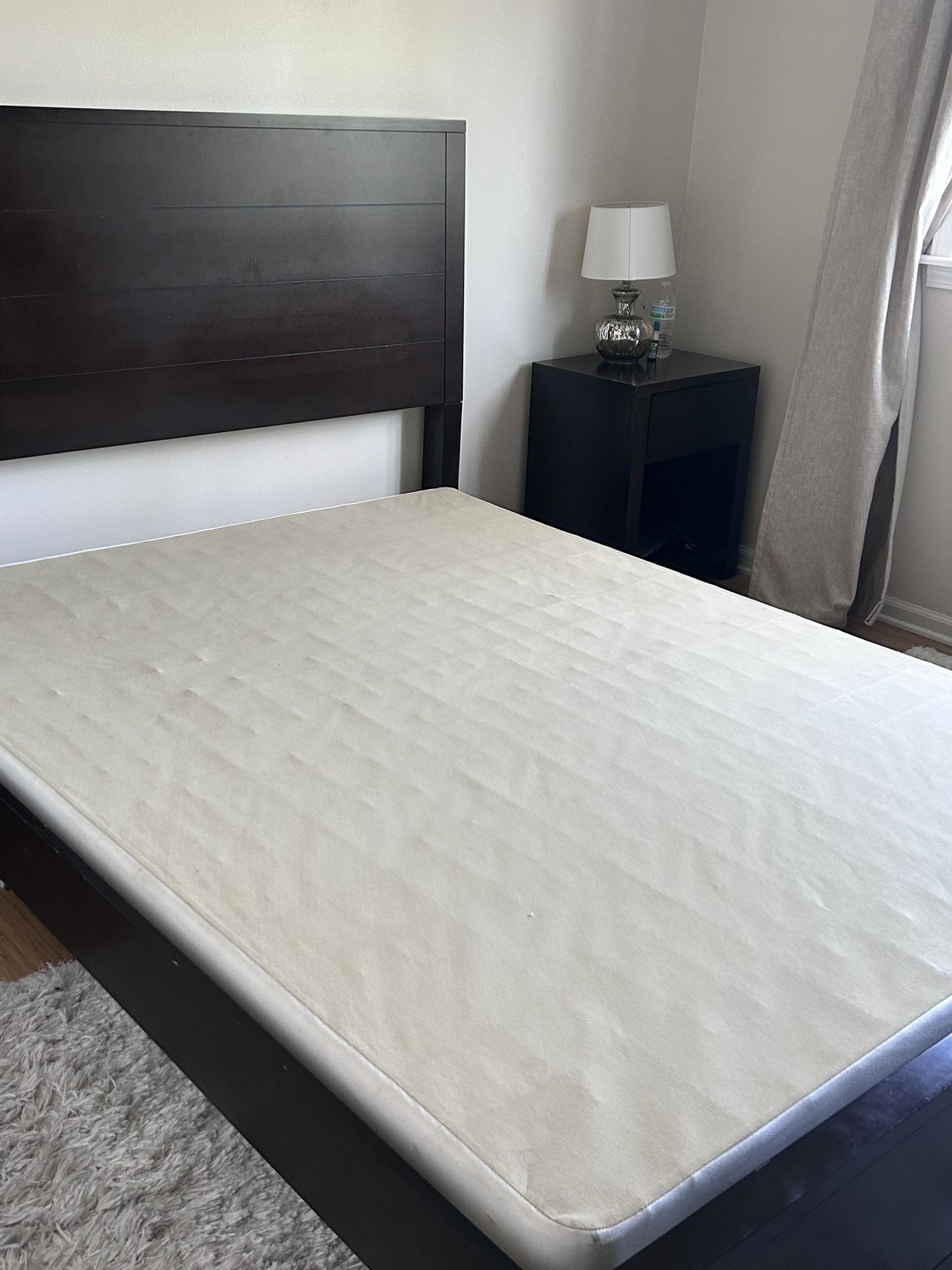 Solid Wood Bed Frame With Box & Night Stand