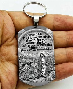 God lord Jesus christ cross stainless keychain art believe trust heaven 🙏