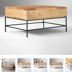 West Elm 50” Industrial Storage Pop-Up Coffee Table