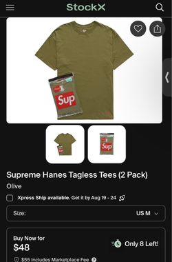 Supreme Hanes Tagless Tees (2 Pack) Olive