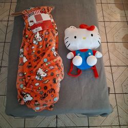 Hello Kitty Bed Blanket with Plush Toy Bag
