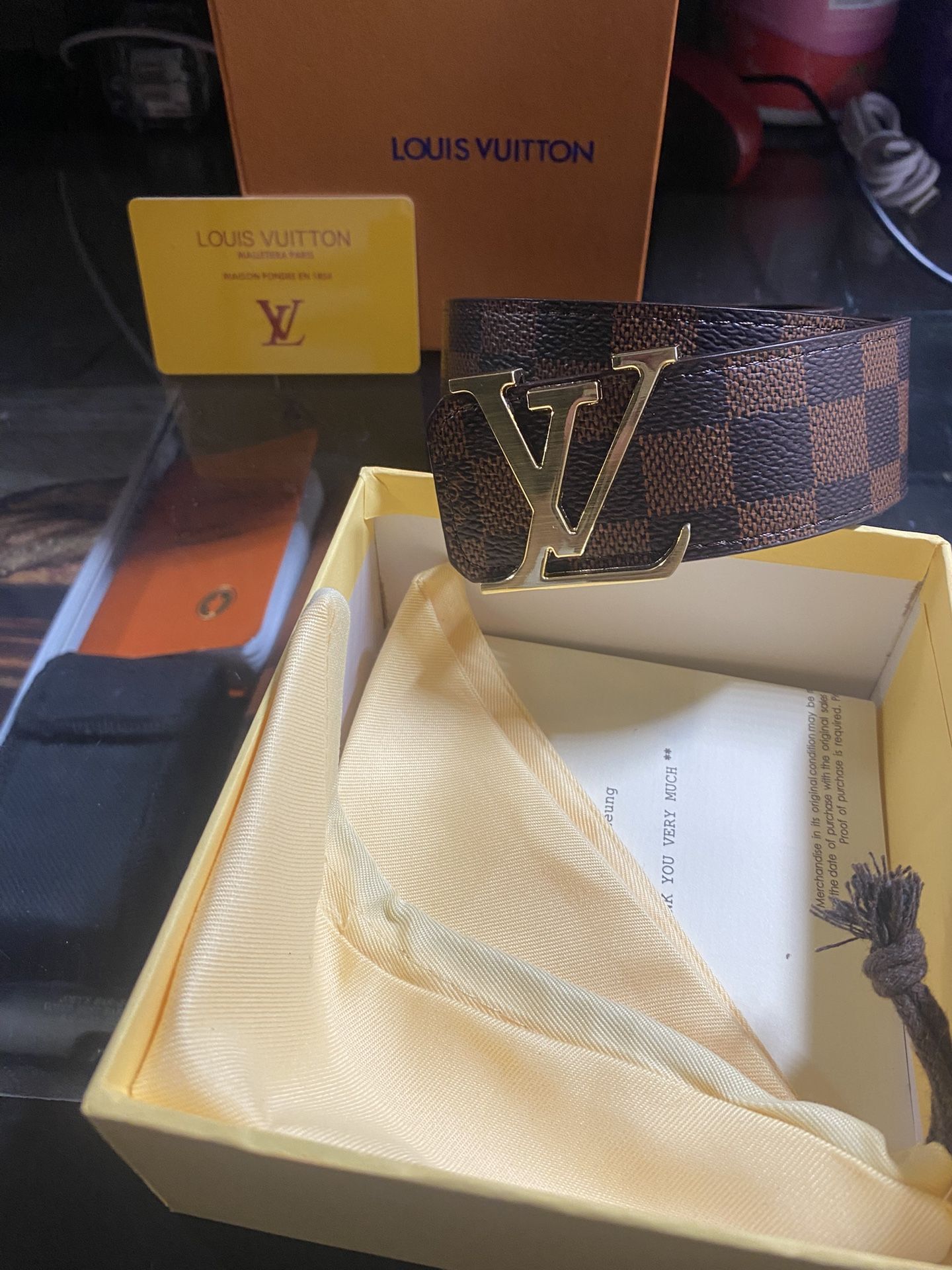 checkered lv belt gold buckle