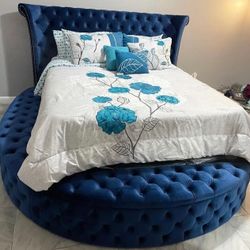 Blue Round Bed