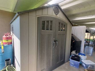 7-ft x 8-ft lifetime shed. Plastic resin storage.