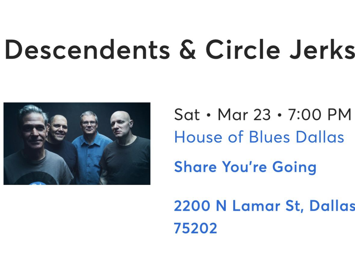 Descendants and Circle Jerks Ticket $40