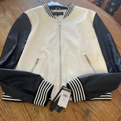 Brand New Black & White XXL Faux Leather Jacket