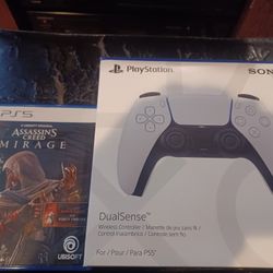 NEW IN BOX PS5 CONTROLLER AND ASSASSIN'S CREED MIRAGE GAME $80 FINAL PRICE 