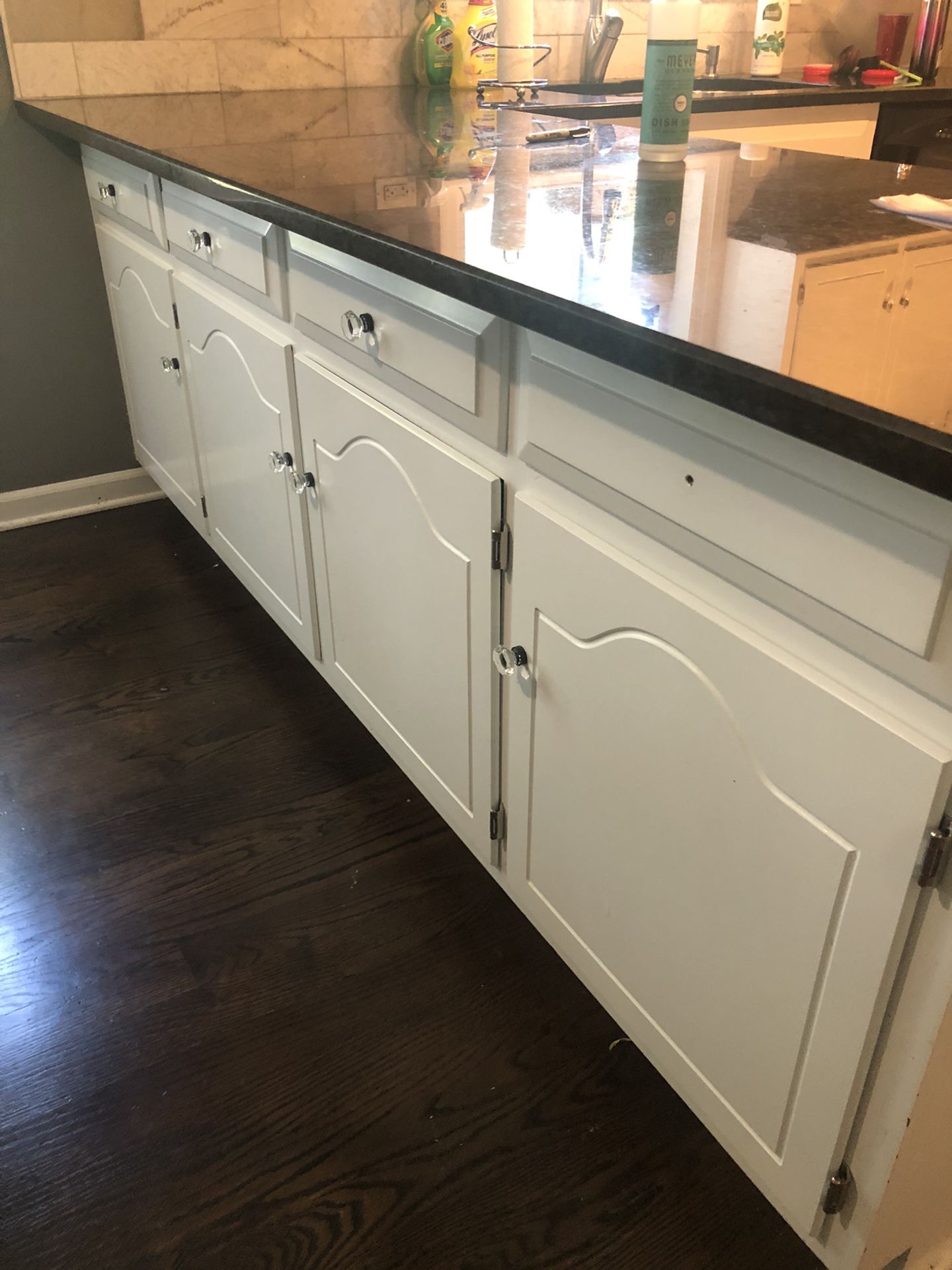 White Kitchen Oak Cabinets and Black Granite Countertops