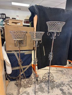 Wrought Iron Plant Stands Set of 3