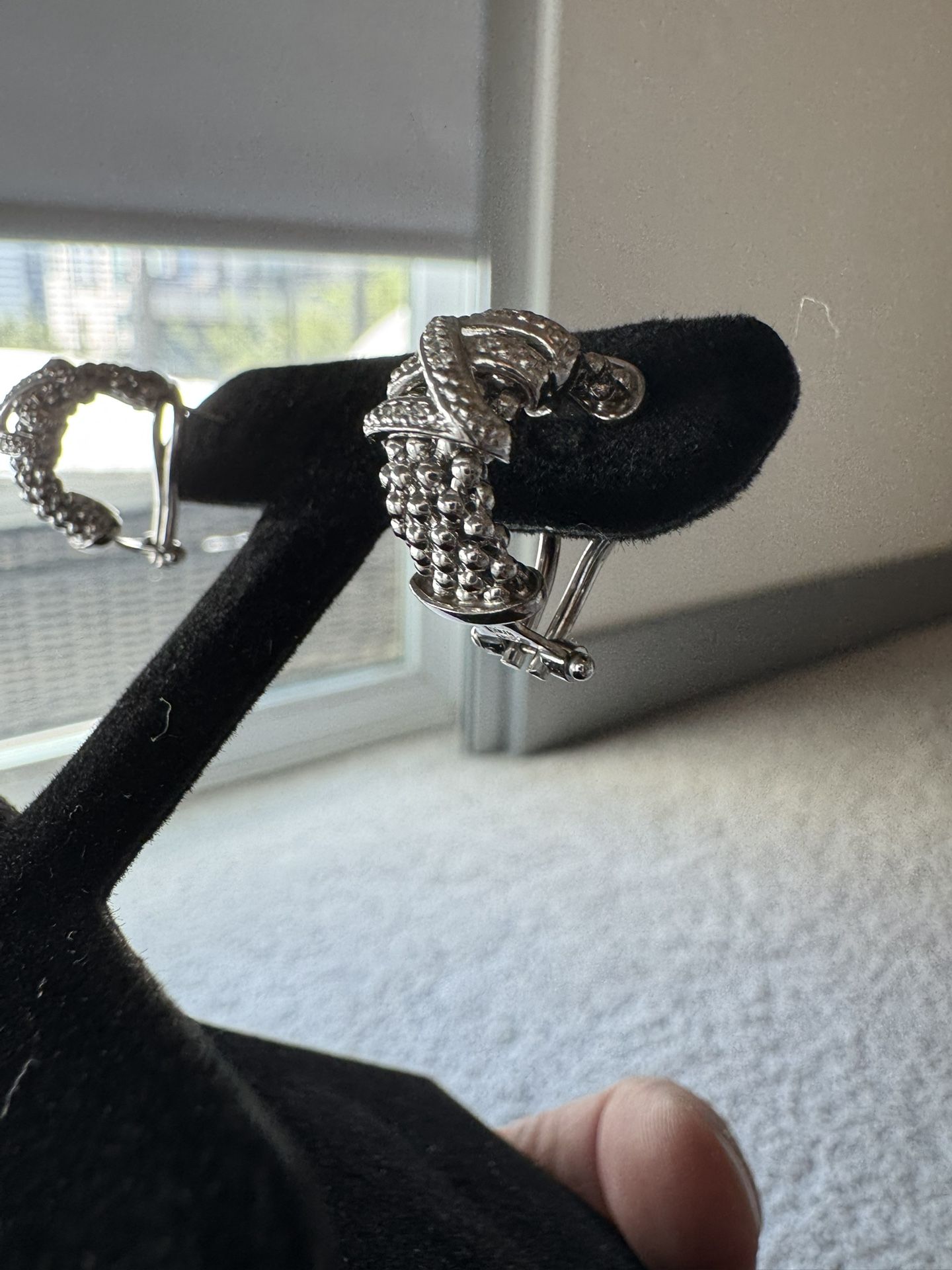 Phillip Gavriel Silver and Diamond Prosecco Tally Hug Earrings