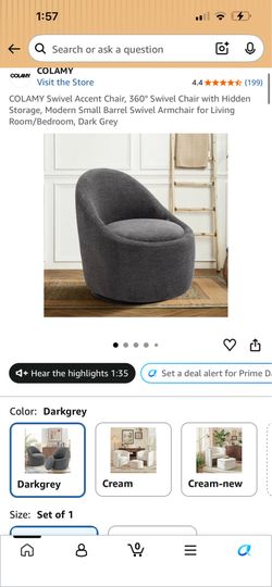 Swivel Accent Chair, 360° Swivel Chair with Hidden Storage