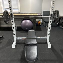 Pro ob60 Olympic Barbell Bench And Iron Plates