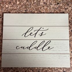 let’s cuddle wood sign decor cursive home decor sign 