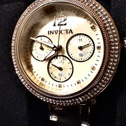 Invicta Bolt 48113 Women’s Gold-Tone Watch Mother-of-Pearl Dial Crystal Bezel