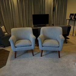 Two (2) OSP Home Furnishings CHARCOAL Mid Century Modern Inspired Dane Accent Chairs