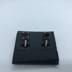 Earrings Women (Silver and Smoky Quartz)