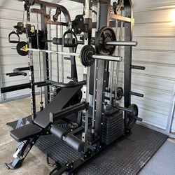 Smith Machine 300 | Adjustable Bench | 245lb Cast Iron Olympic Weights | 7ft Olympic Bar | Fitness | Gym Equipment | FREE DELIVERY/INSTALLTION 🚚 