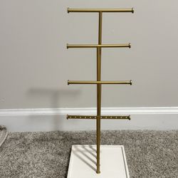 Amazon Basics Four-Tier Jewelry Tree Stand - White/Brass