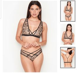 Unlined embroidered floral triangle bralette xl