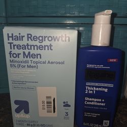 Men hair regrowth treatment 3 months supply New  rogaine shampoo 1/2 used