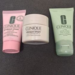 Clinique 3 Pc Travel Set-Scrub, Foaming Cleanser & Moisturizer