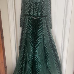 Beautiful Emarld Green Sequin Long Evening Dress