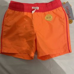 Boys Solid Swim Shorts Cat & Jack Orange XS(4/5) NWT