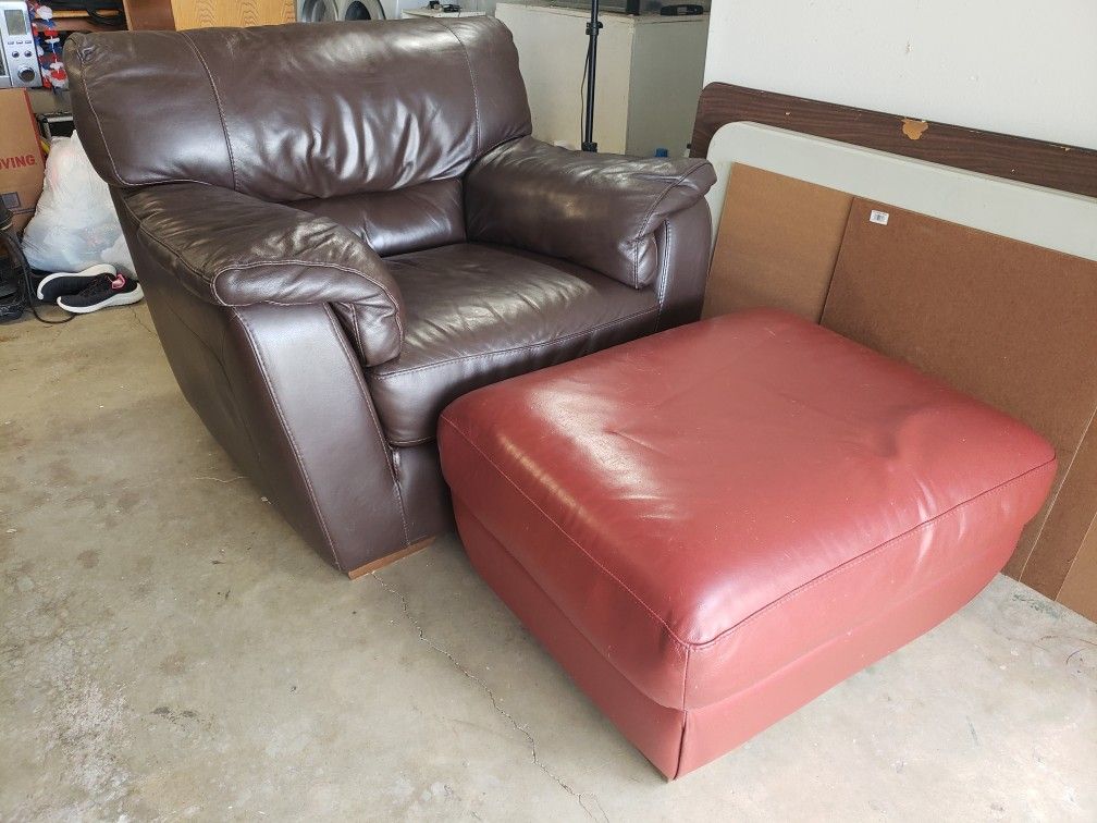 Natuzzi Italian Loveseat + Ottoman Set