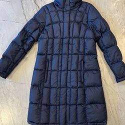 WOMENS MEDIUM NORTH FACE LONG COAT JACKET METROPOLIS BLUE