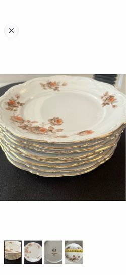 Vintage 8 pcs of Antique Norway Rose Dessert plates Norway Crafted In Bavaria / Germany Hand Wash Condition: Used (each item is inspected for qualit