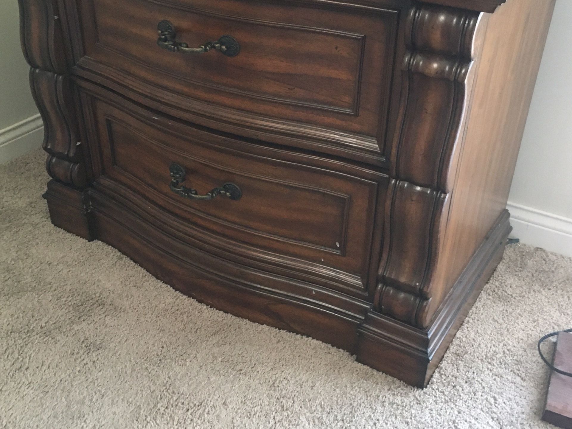 Heavy wood file cabinet - nightstand