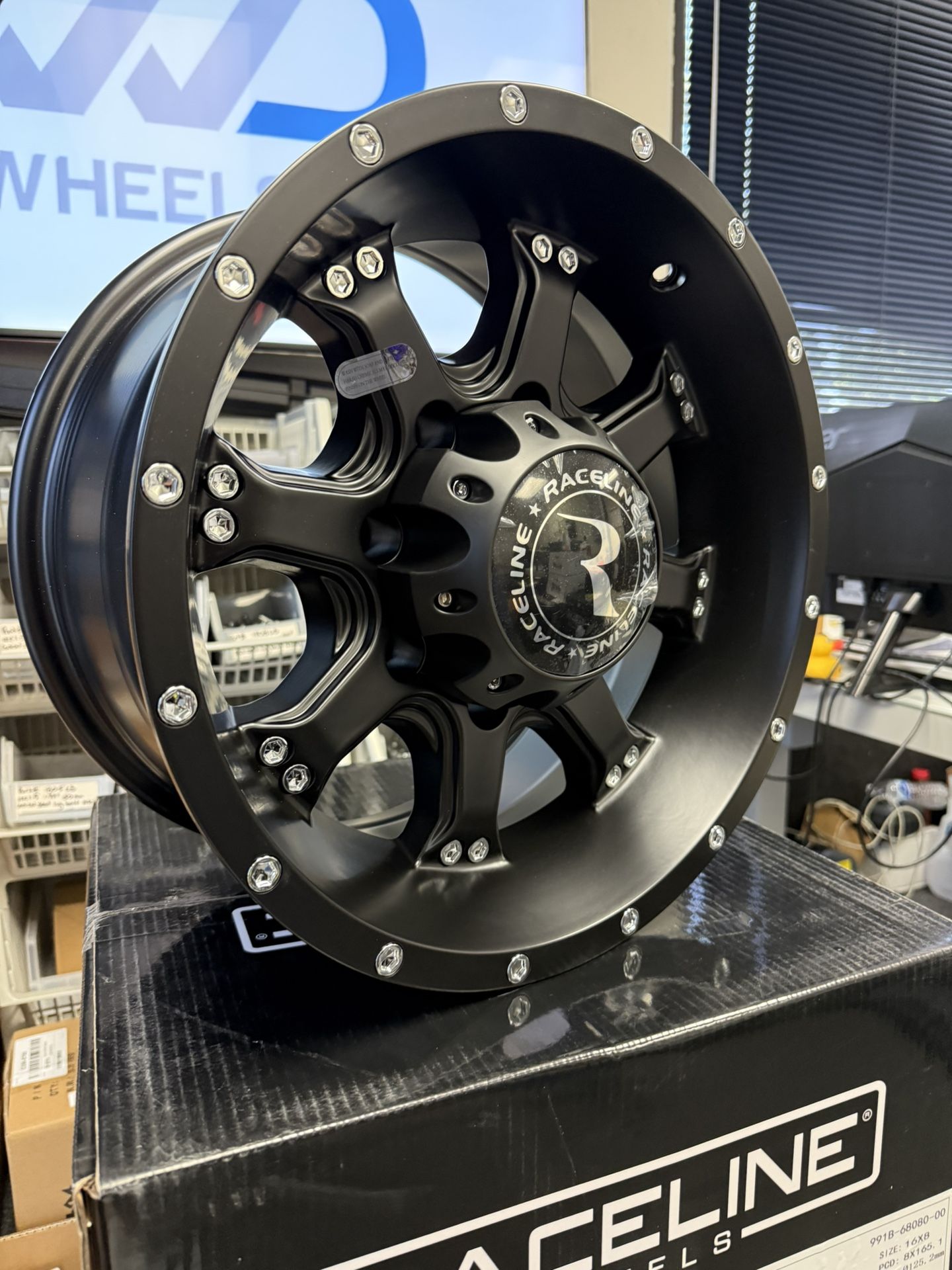 16x8 Black Wheels Raceline 991B Assault 8x6.5/8x165.1 0 (Set of 4) 125.2